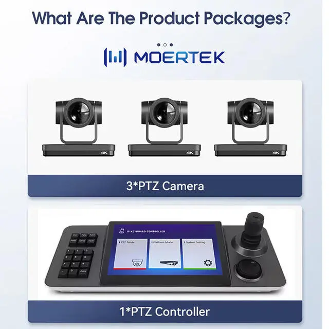 IP POE 4K PTZ Camera Controller Set Bundle AI Track Camera Live Streaming Video Switcher Ndi Broadcast Camera for Church Event — image 3
