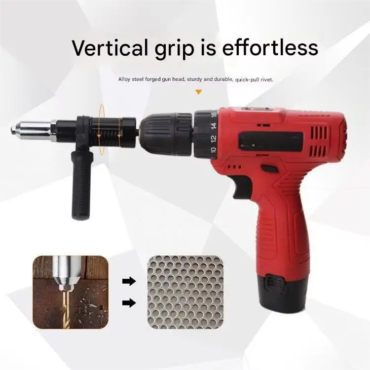 New Electric Rivet and Nut Gun Riveting Tool Cordless Riveting Drill Adapter Electric Rivet Gun Accessories — image 3