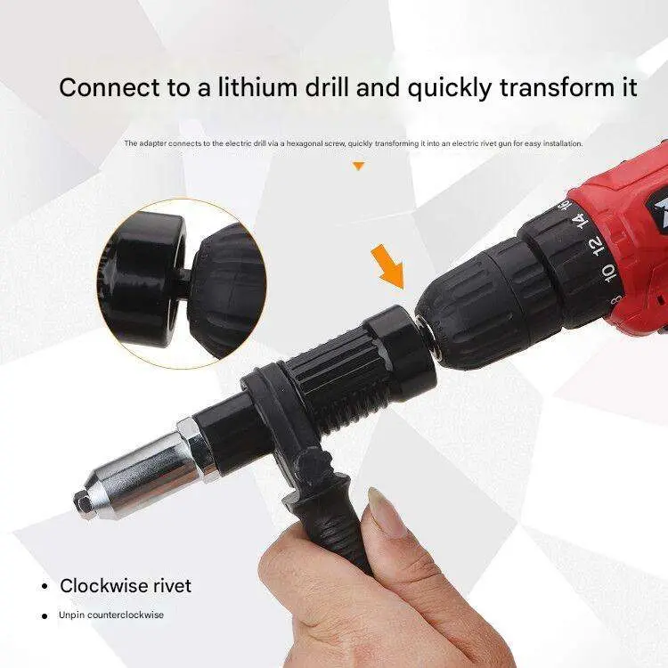 New Electric Rivet and Nut Gun Riveting Tool Cordless Riveting Drill Adapter Electric Rivet Gun Accessories — image 4