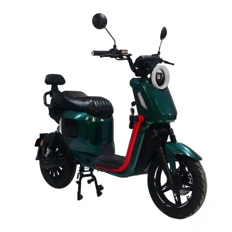 China 350W/500W Electric Bike for Adults 48V Lead Acid Battery Two Seat LED Halo Headlight City Ebike Scooter with Pedal — image 3