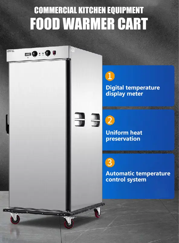 Commercial Holding Cabinet Food Warmer 22 Layers Stainless Steel Mobile Food Warmer Cart Electric Food Warmer Cabinet in Canteen — image 3