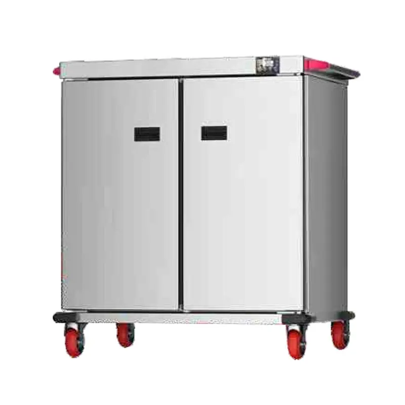 Stainless Steel Commercial Kitchen Equipment 4 Layer Mobile Food Warmer Cart Heated Holding Cabinet in Banquet — image 7