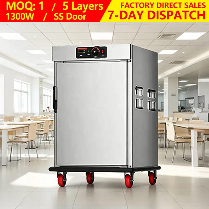 Hotel Commercial Kitchen Equipment 5 Layer Insulated Hot Food Cabinet Banquet Trolley Holding Food Warmer Cabinet Cart — view 1