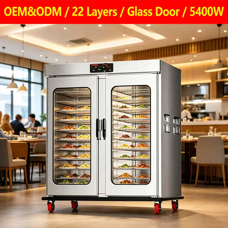 Hotel Banquet Halls 22 Layer Mobile Food Warmer Cart Glass Door Stainless Steel Electric Food Holding Cabinet Heating Ca — view 1