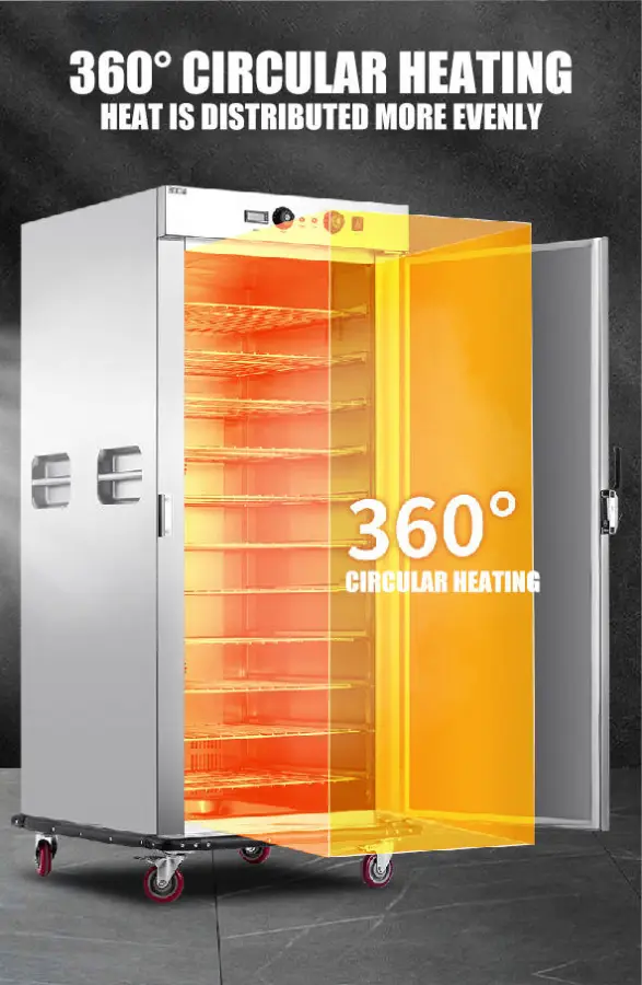 Hotel Banquet Halls 22 Layer Mobile Food Warmer Cart Glass Door Stainless Steel Electric Food Holding Cabinet Heating Cart — image 4