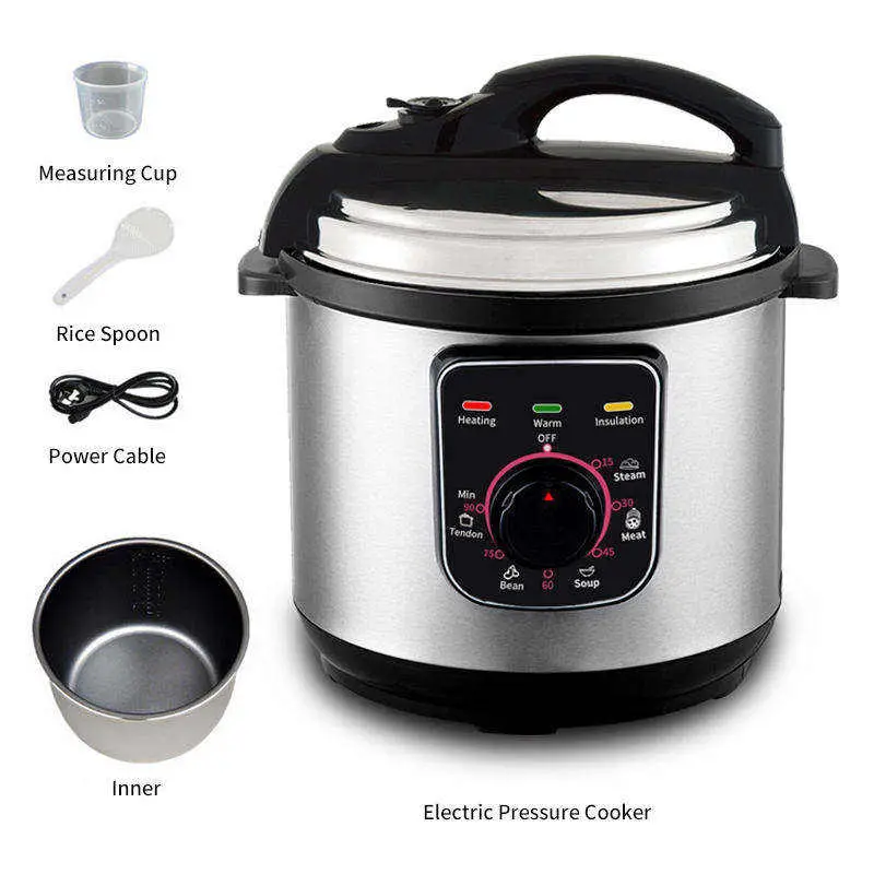 Household Use Kitchen Cooking 4L 800W Stainless Steel Multi-Function 6-in-1 Electric Pressure Cooker for Car — view 5