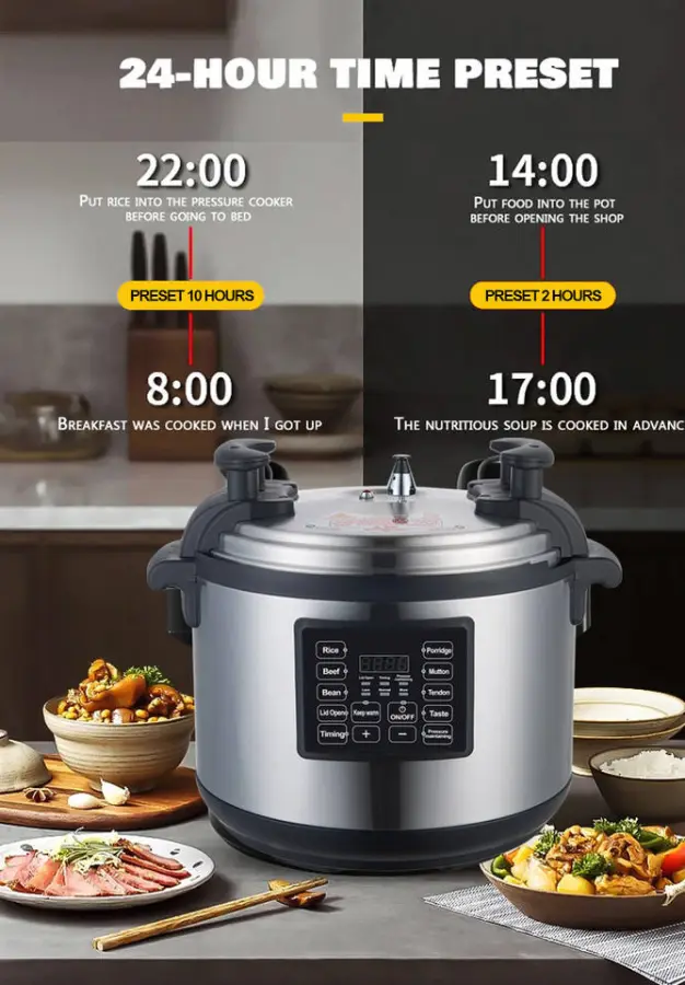 Big Commercial 60 Liters Multifunction Electric Pressure Cooker Large Capacity 63Quart Stainless Steel Pot Intelligent Timeing — image 4