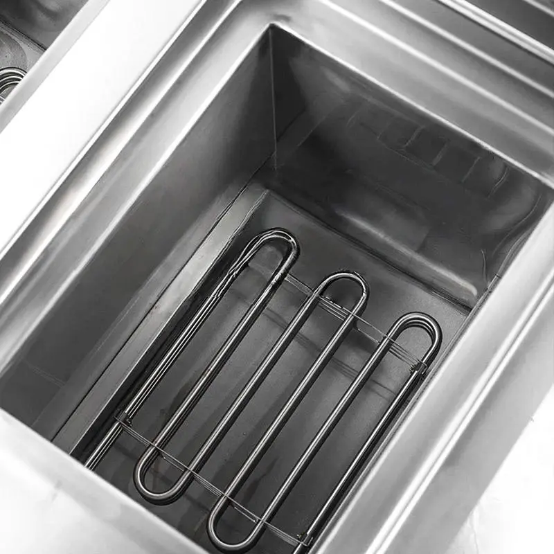 Professional Manufacturer 18Lx2 Oil Deep Fryers Twin Tank Doughnut 2 Cylinder Stainless Steel Commercial Electric Fryer+Cabinet — image 6