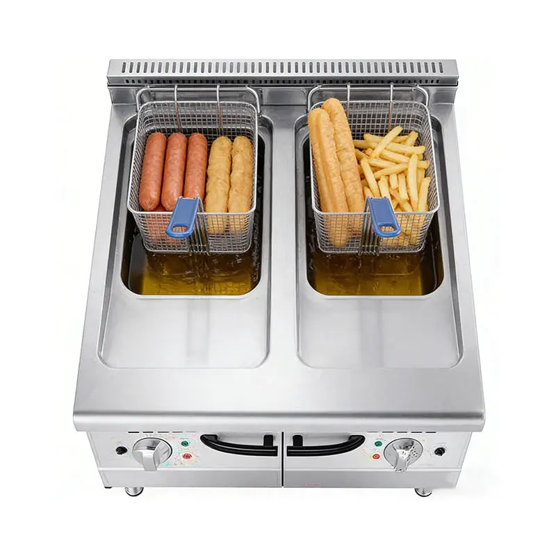 Commercial Stainless Steel Electric Deep Fryer 18L+18L 9000W Adjustable Temperature Control 380V Hotel Kitchen Use — image 3