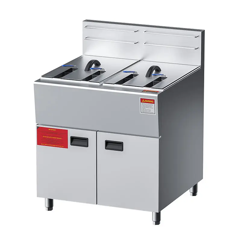 37L~44L Double Tank Stainless Steel Natural Gas Deep Fryer Machine Adjustable Temperature Control 37KW-37.5KW Power Comm — view 1