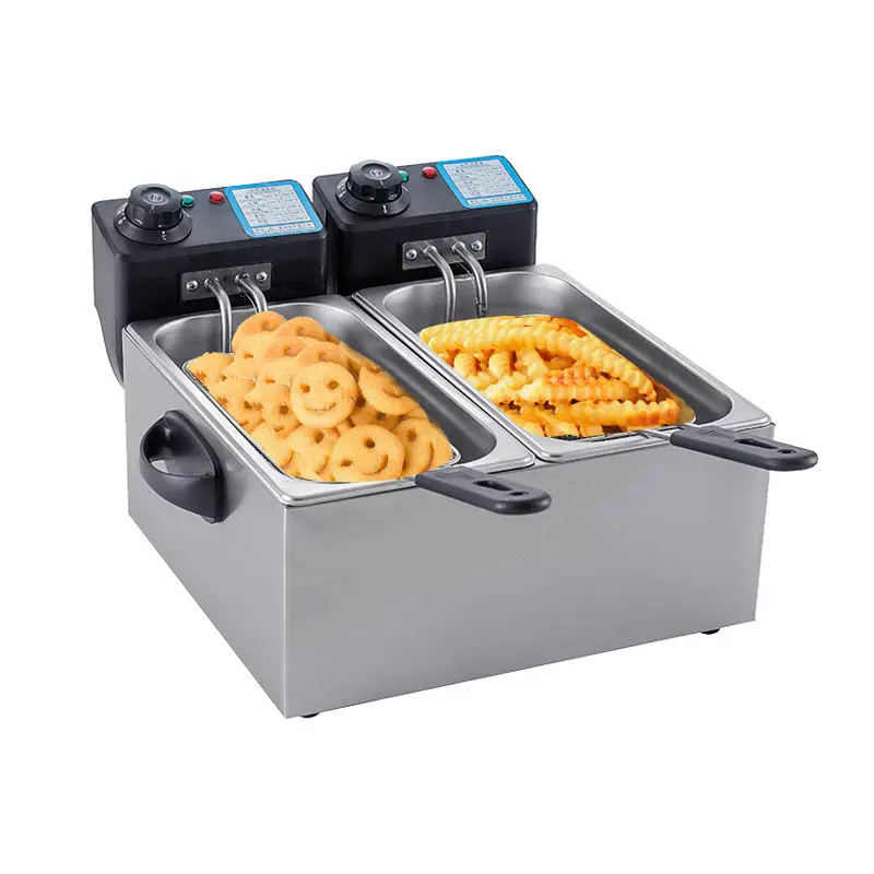Stainless Steel Long French Fries Without Oil Double Frying Basket Potato Chips Continuous Fryer for Restaurant — view 1
