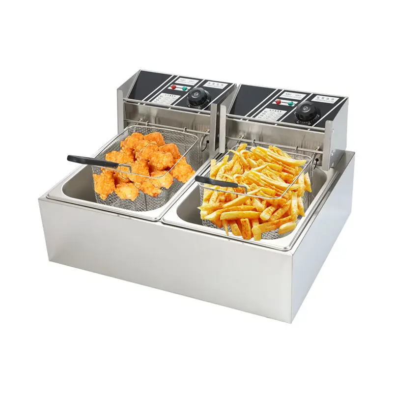 Commercial Electric Outdoor 2 Bag Manual Deep Fryer Electromagnetic Drum Computerized Control Stainless Steel Sweet Pota — view 1