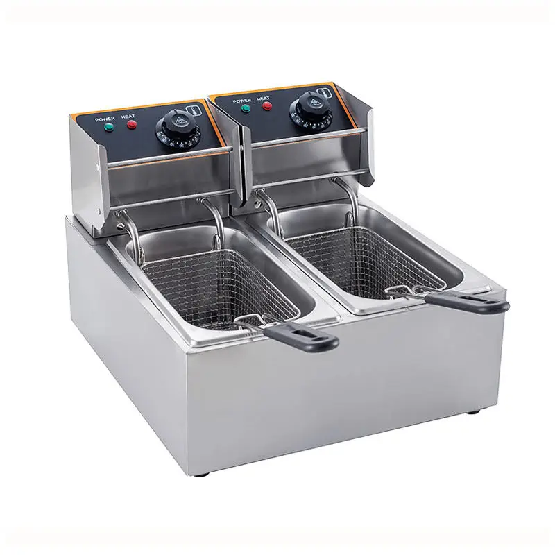 Auto Lift French Fries 4 Quarts+4 Quarts Electric Double Tank Oil Broasted Chicken Fryer — image 3