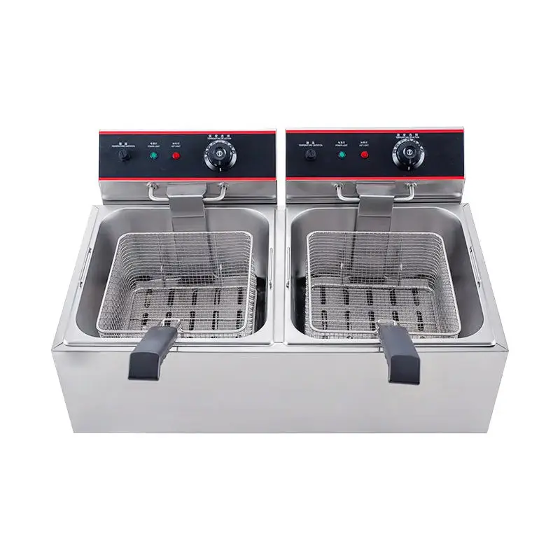 Commercial Donut Heavy Duty 11L+11L Chicken Plantain Ships Slicer Making Oil Machine Double Fryer Machine — image 3