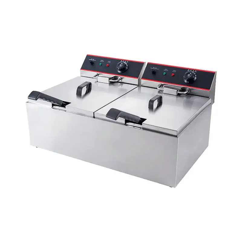 Commercial Donut Heavy Duty 11L+11L Chicken Plantain Ships Slicer Making Oil Machine Double Fryer Machine — image 4