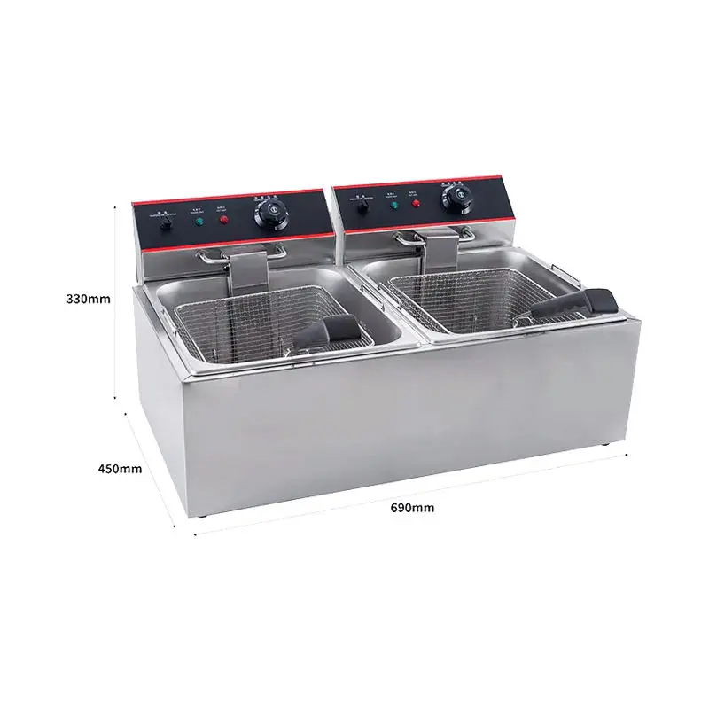 Commercial Donut Heavy Duty 11L+11L Chicken Plantain Ships Slicer Making Oil Machine Double Fryer Machine — image 6
