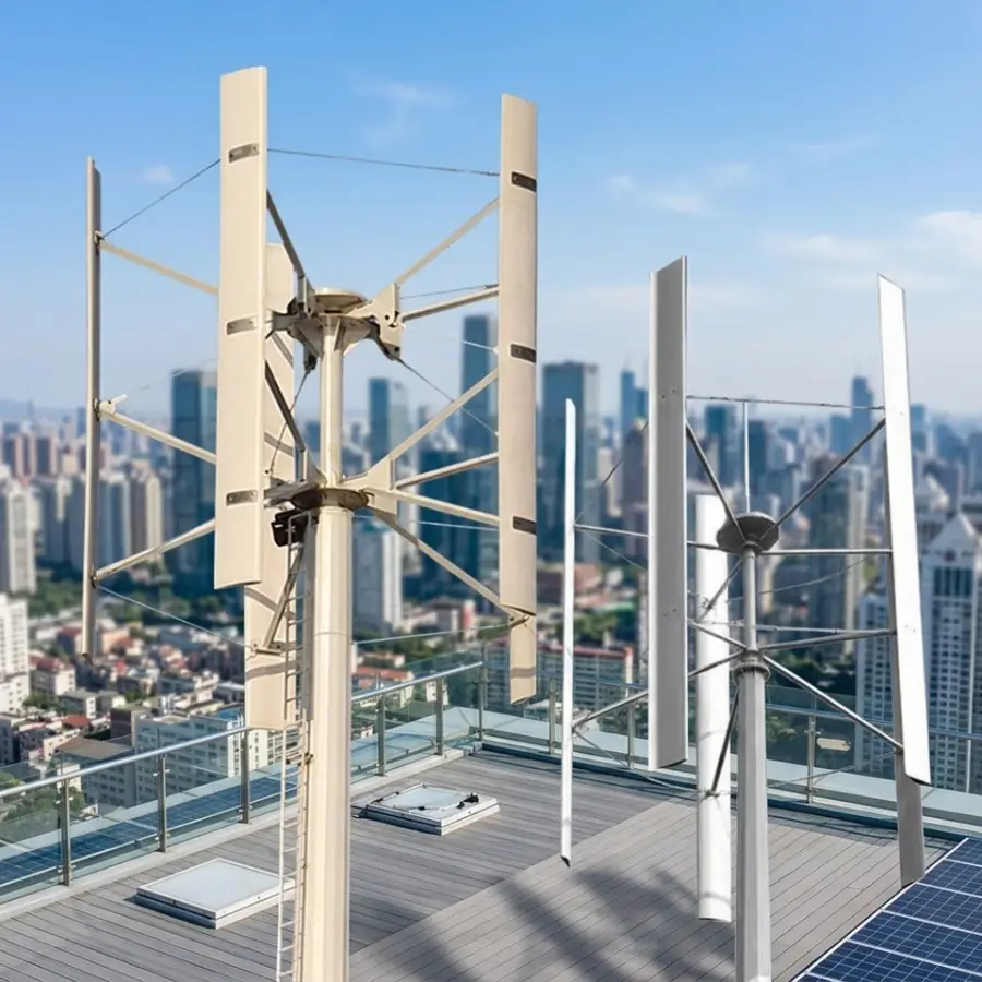 High Efficiency 5 Blades 100kw 380v Strong Wind Generator Vertical Axis Wind Turbine 9.5m Rotor Diameter 10m Height — image 2