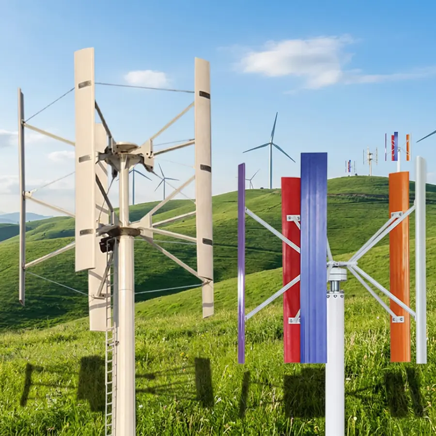 50kw H Type Vertical Wind Turbine Power Generator with Aluminum Alloy Blades (5 Blades) for Land and Boat 380V Low Speed — view 1