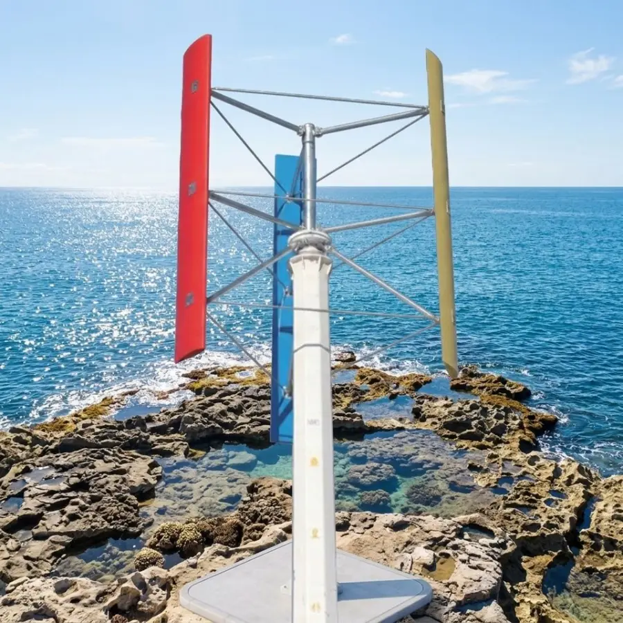 High Efficiency 5 Blades 100kw 380v Strong Wind Generator Vertical Axis Wind Turbine 9.5m Rotor Diameter 10m Height — image 4