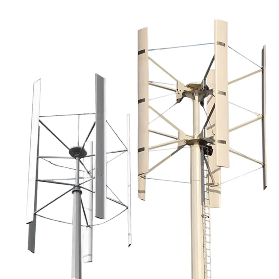 50kw H Type Vertical Wind Turbine Power Generator with Aluminum Alloy Blades (5 Blades) for Land and Boat 380V Low Speed — image 2