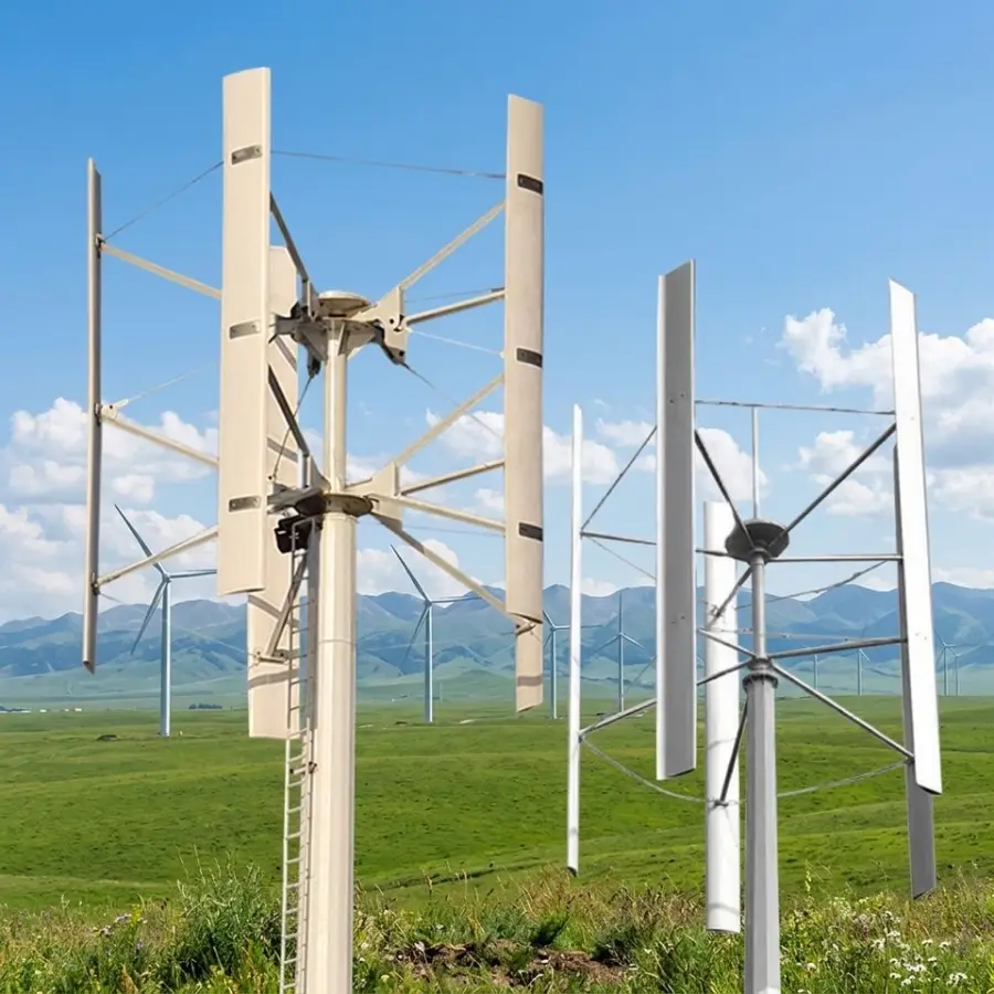 High Efficiency 5 Blades 100kw 380v Strong Wind Generator Vertical Axis Wind Turbine 9.5m Rotor Diameter 10m Height — image 5