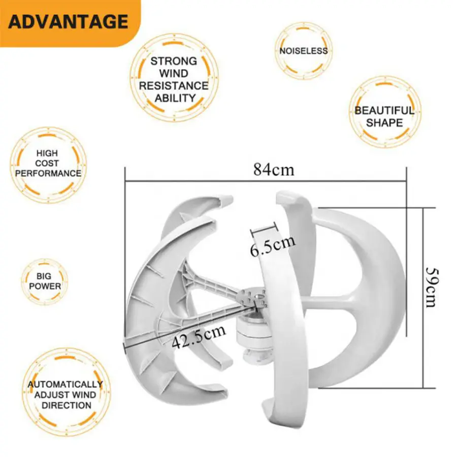 1000W 12V 24V Maglev Vertical Axis Wind Turbine Generator with MPPT Charge Controller for Home System — image 4