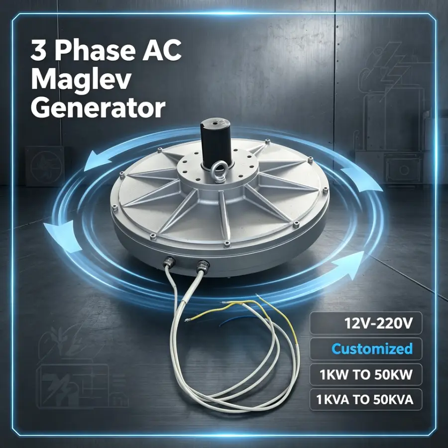 1-50KW / 1-50KVA Nd-Fe-B Maglev Permanent Magnet Generator 48V 220V 380V 3-Phase — view 1