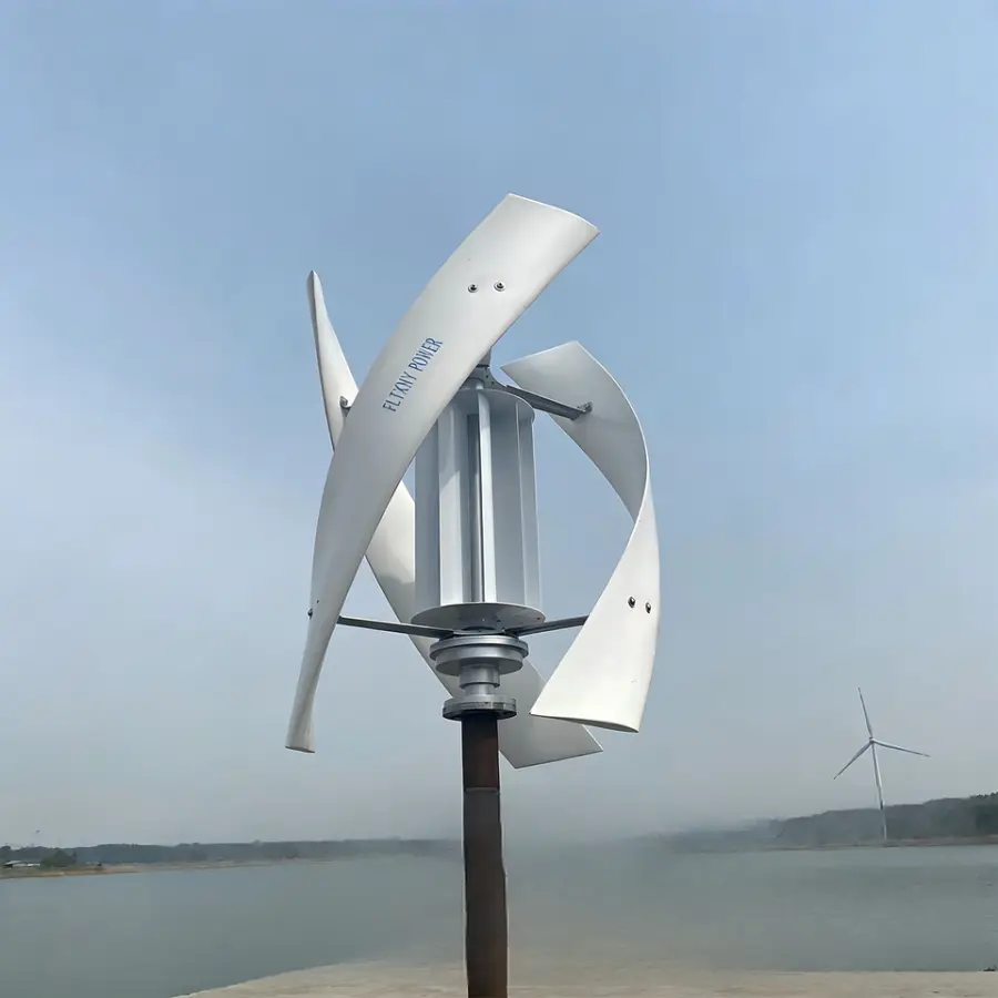 2000W Residential Vertical Axis Wind Turbine 12V 24V 48V Low Noise 3-Blade Generator with MPPT Controller — view 4