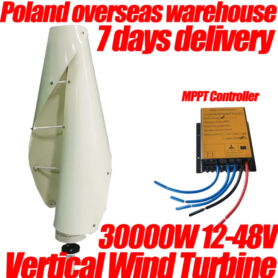 Off-Grid Solution 1kw Residential Vertical Wind Turbine 12V 24V 48V for Farm / Cabin / Remote Monitoring — image 3