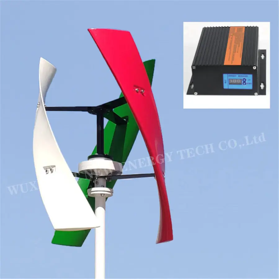 1kw Vertical Axis 24v 48v 800w 3 Blades Coreless Wind Power Turbine Generator Permanent Magnet Generator Windkraftanlage — image 5