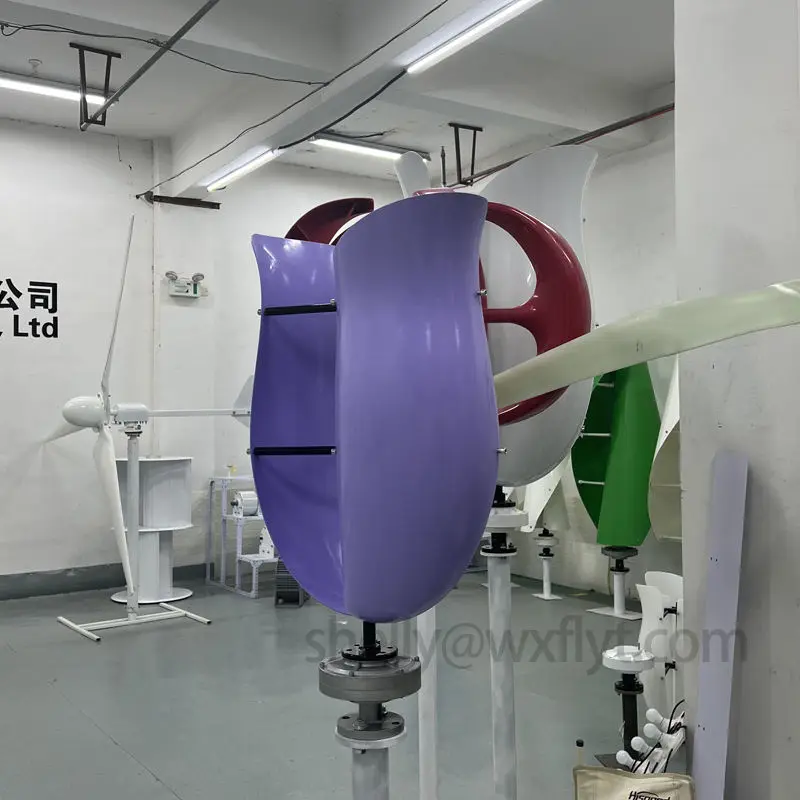 Poland Shipping 300w 12v White Color Wind Silent Tulip Flower Vertical Axis Turbine Power for Home 12v Free Power — view 6