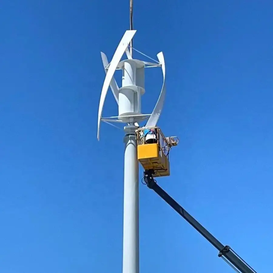 CE Certified High Efficiency Wind Fan 24v 48v 1kw Vertical Wind Turbine Generator Wind Solar Hybrid Power System for Hom — view 1