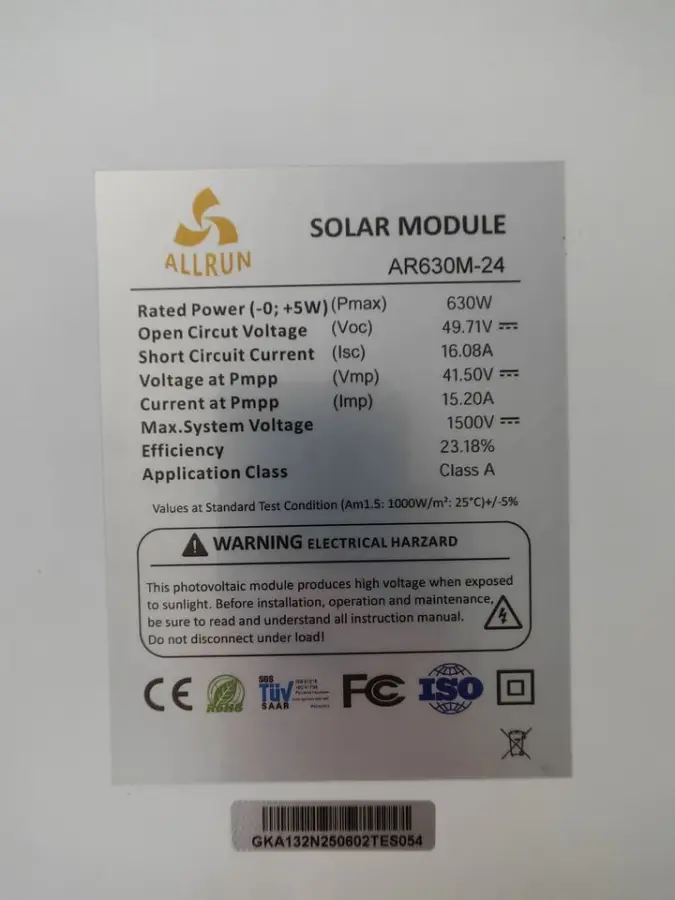 Full Power a Grade New Factory Price Fast Delivery 36v 24v 12v 550w 585w 600w 630w N-type PERC Bifacial Solar Panel Pure Black — image 7