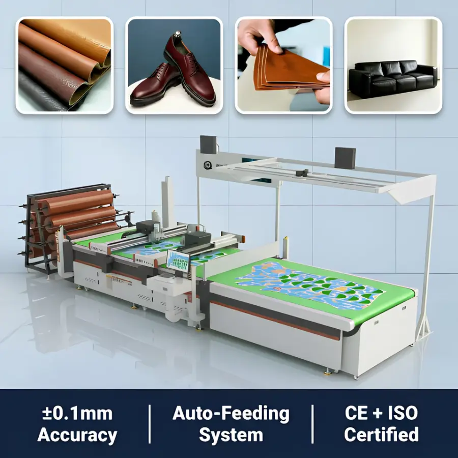 High Precision Automatic CNC Leather Cutting Machine for Genuine Leather Shoes Bags and Shoe Upper Cutting with Smart Nesting — image 3