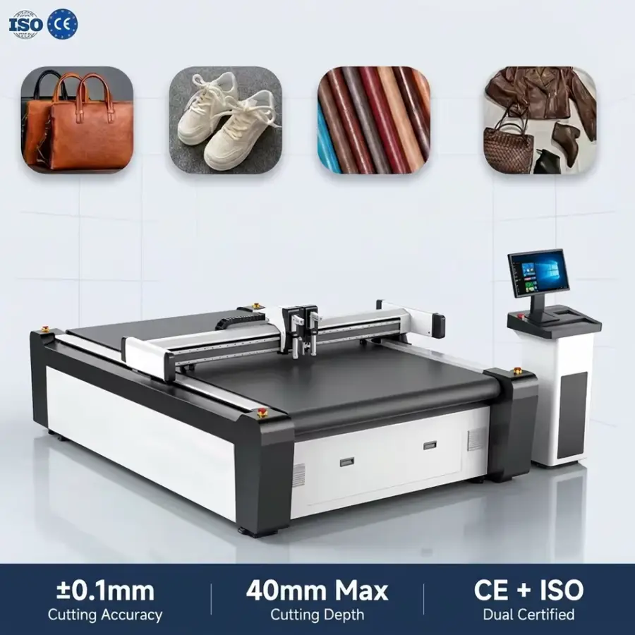Automatic Digital Leather Cutting Machine with Double Heads Oscillating Knife — image 3