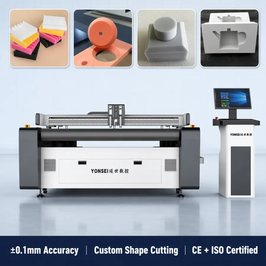 Carbon Fiber Glass Fiber EVA EPE Composite Materials Cutter Oscillating Knife Foam Cutting Machine for Packaging Industr — view 1
