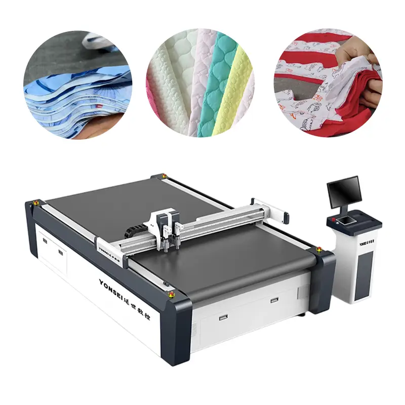 High Speed CNC Round Knife Automatic Sportswear Jeans Dress Cutter Multi Layer Fabric Apparel Paper Digital Cutting Mach — view 1