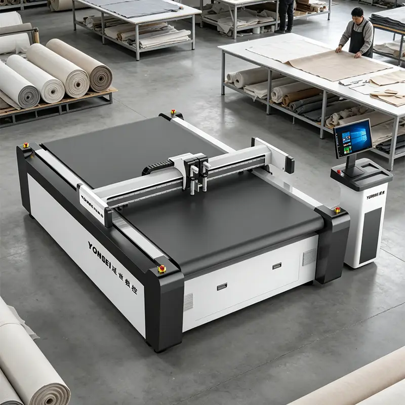 Textiles Such As Oxford Cloth and Clothing Fabrics Circular Knife Digital Oscillating Cutting Machine — image 4