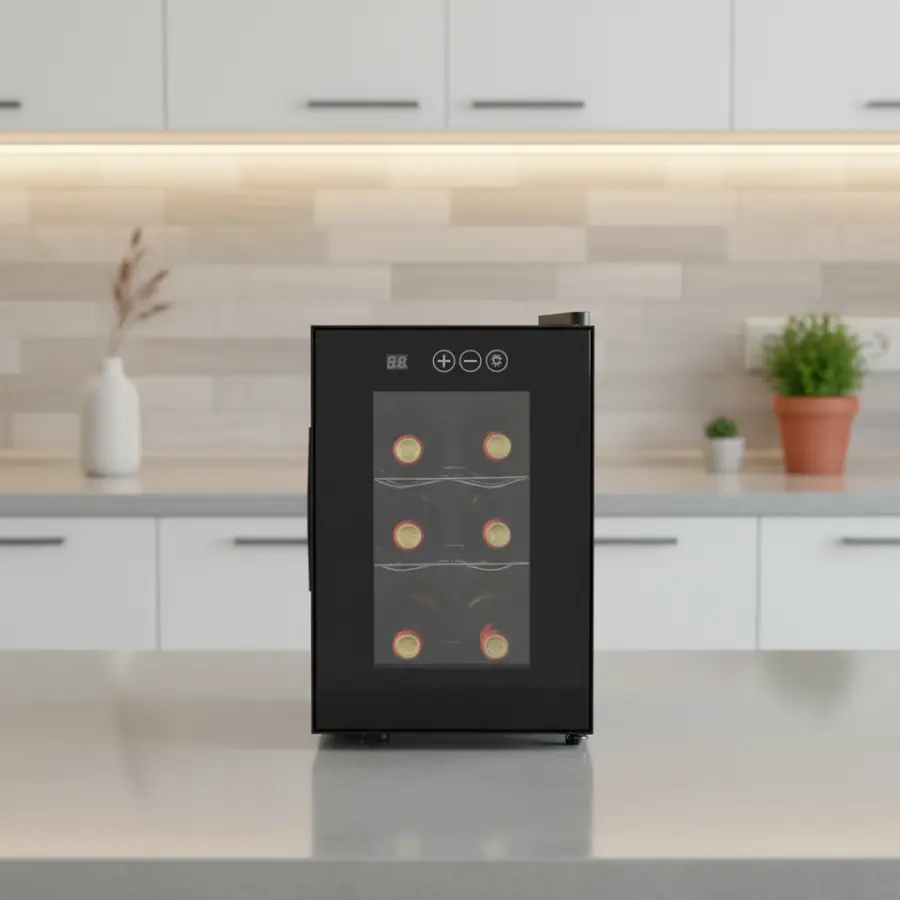 Home Portable Refrigerator 6 Bottle Wine Cabinet Wine Cooler Kitchen Office Wine Chiller — view 3