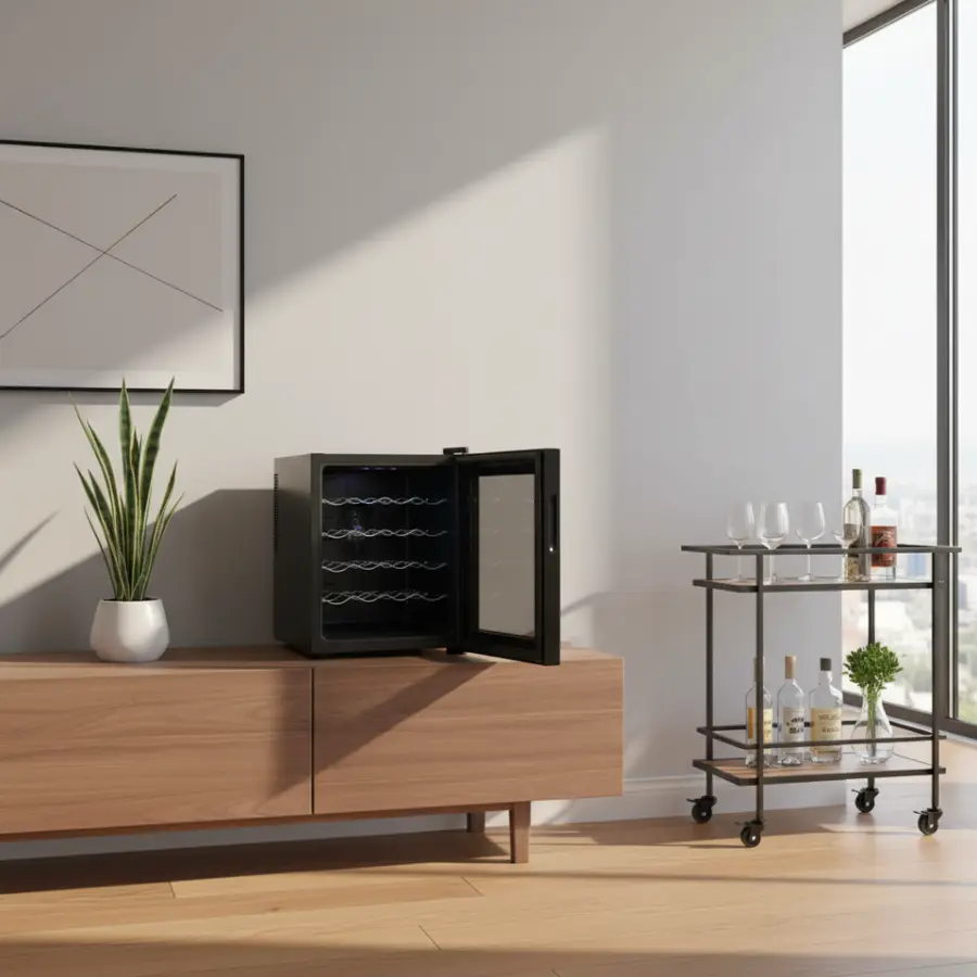 Electric Stainless Steel Wine Bar Cabinet Home & Hotel Use Wine Cooler Refrigerator Mini Drink Fridge — image 4