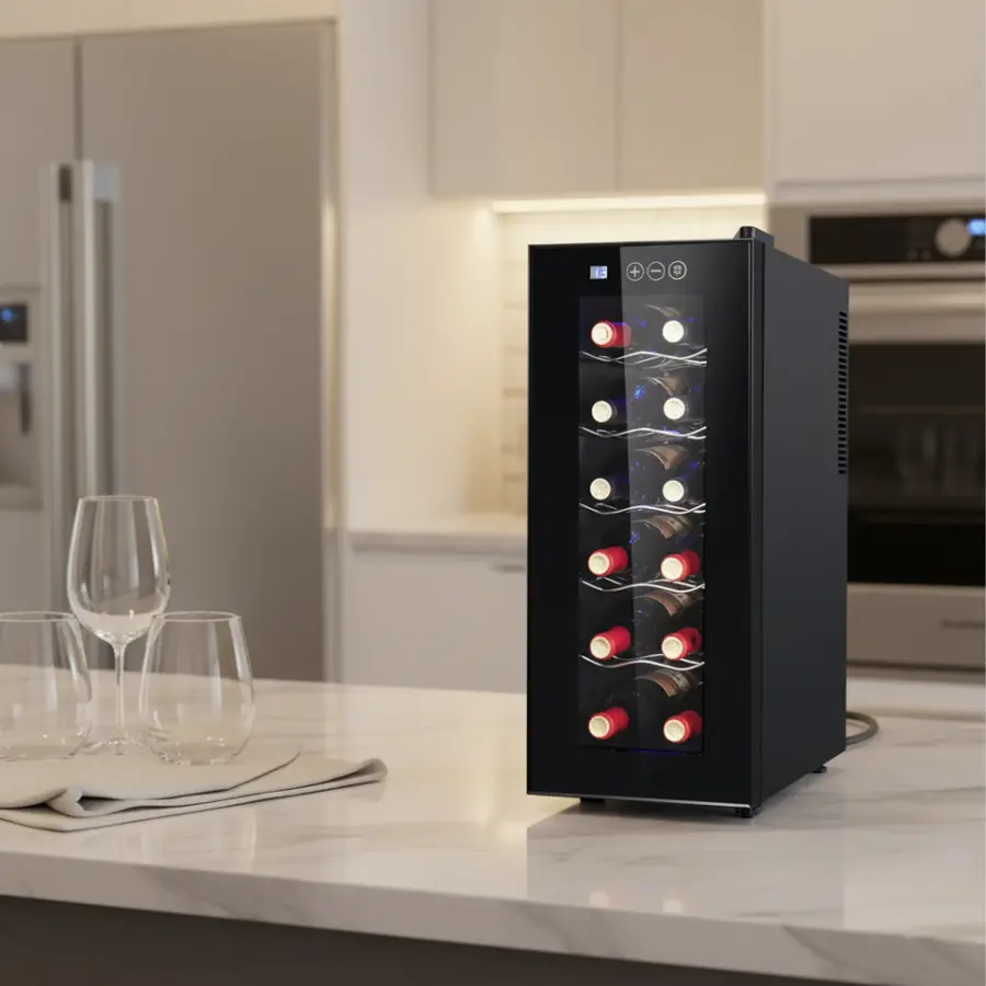 Electric Refrigerator Wine Cooler 32L 12 Bottle Thermoelectric Built in Wine Cooler Fridge — image 3