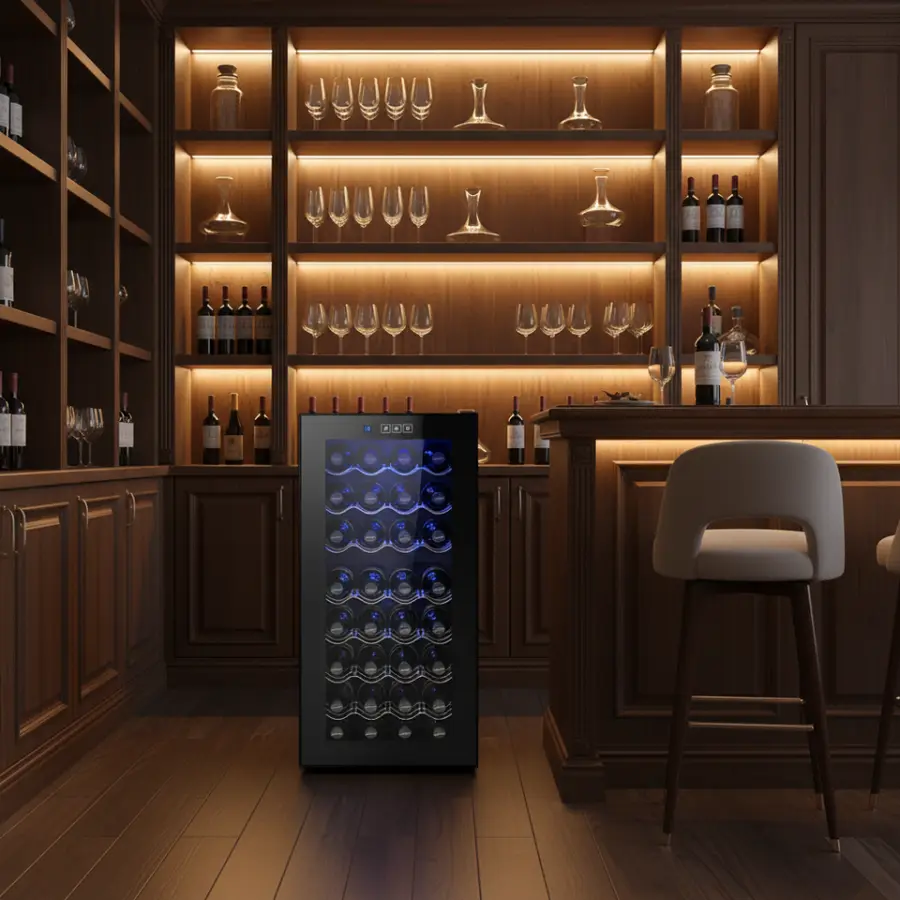 Wine Cooler bar Hotel Mini Fridge Minibar Mini Fridge 78L 32 Bottles Wine Refrigerator Cabinet — view 1