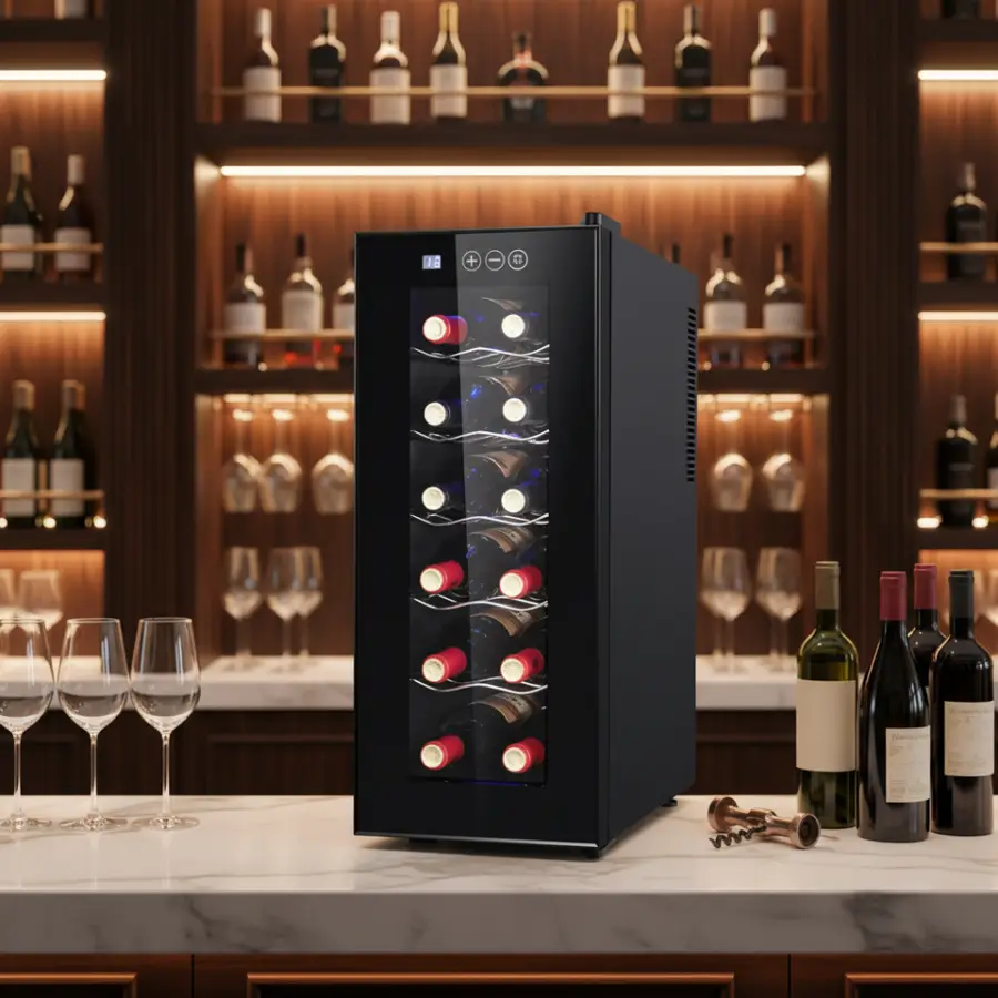Electric Refrigerator Wine Cooler 32L 12 Bottle Thermoelectric Built in Wine Cooler Fridge — image 7