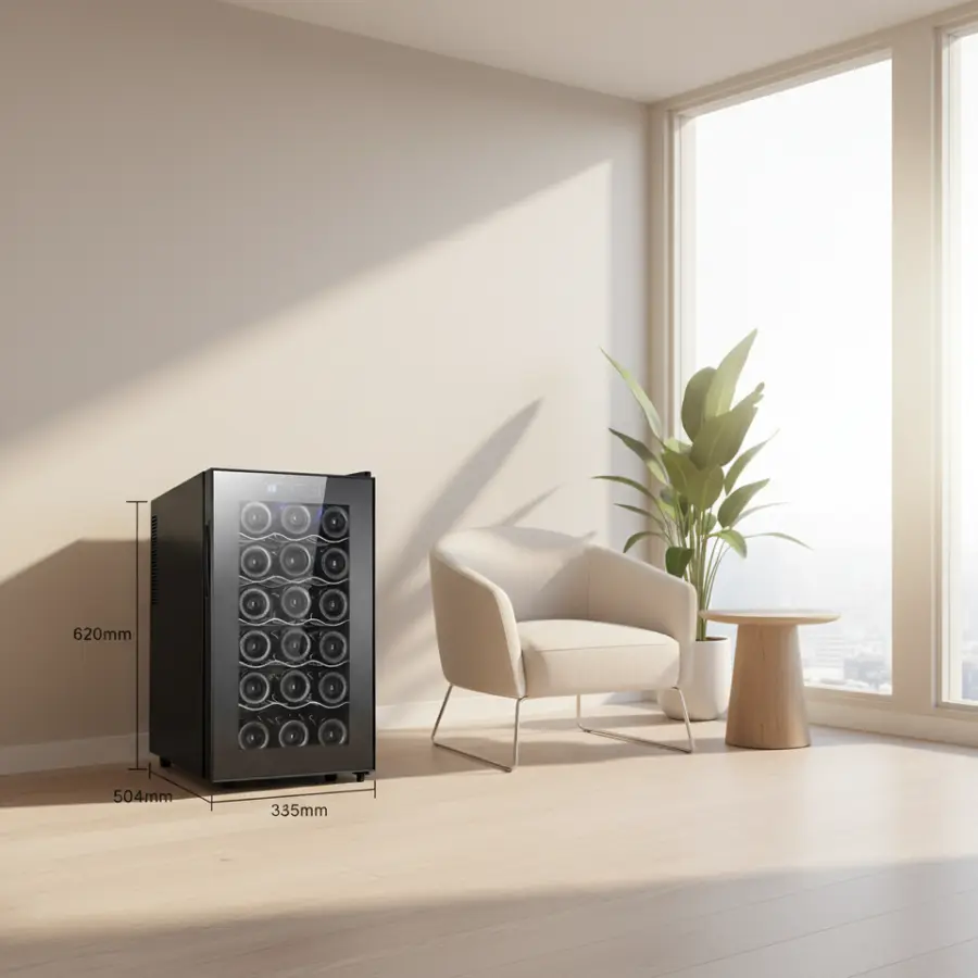 46L 18 Bottles Professional Wine Cooler Refrigerator Adjustable Thermostat Fridge Freestanding Red Wine Cabinet — view 1
