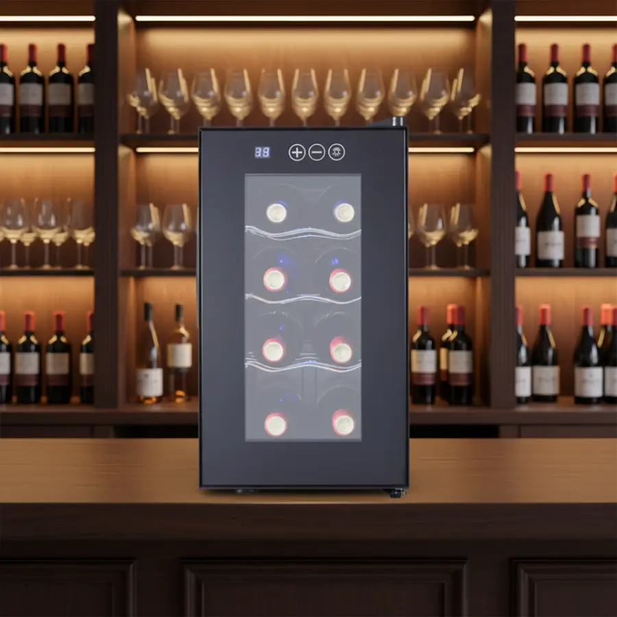 23L Mini Fridge Freestanding Wine Cooler 8 Bottles Thermoelectric Refrigerator Wine Cabinet — view 1