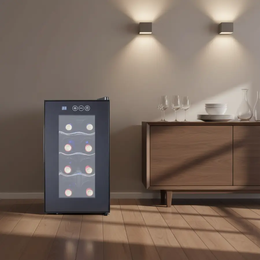 23L Mini Fridge Freestanding Wine Cooler 8 Bottles Thermoelectric Refrigerator Wine Cabinet — image 3