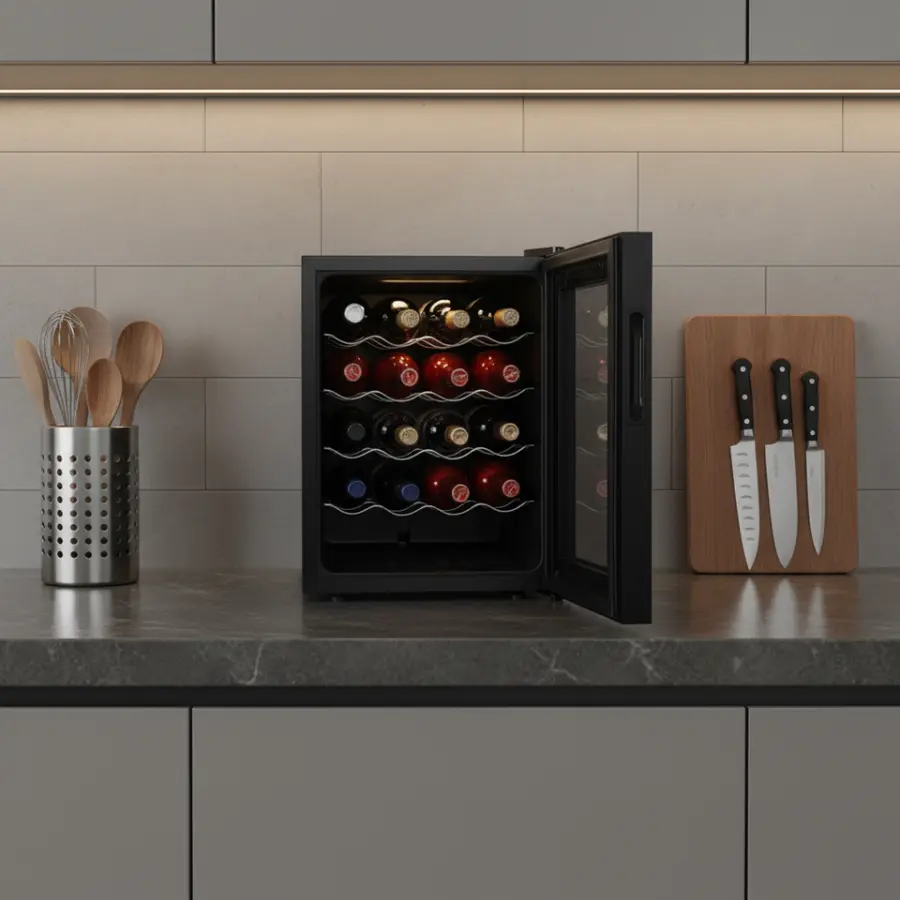 46L 20BOTTLES Small Drawer Refrigerator Constant Temperature Wine Beverage Cooler for Home Office — view 1