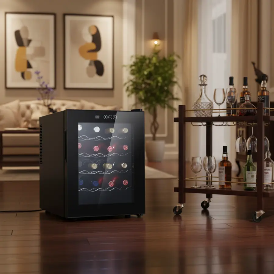 46L 20BOTTLES Small Drawer Refrigerator Constant Temperature Wine Beverage Cooler for Home Office — image 4