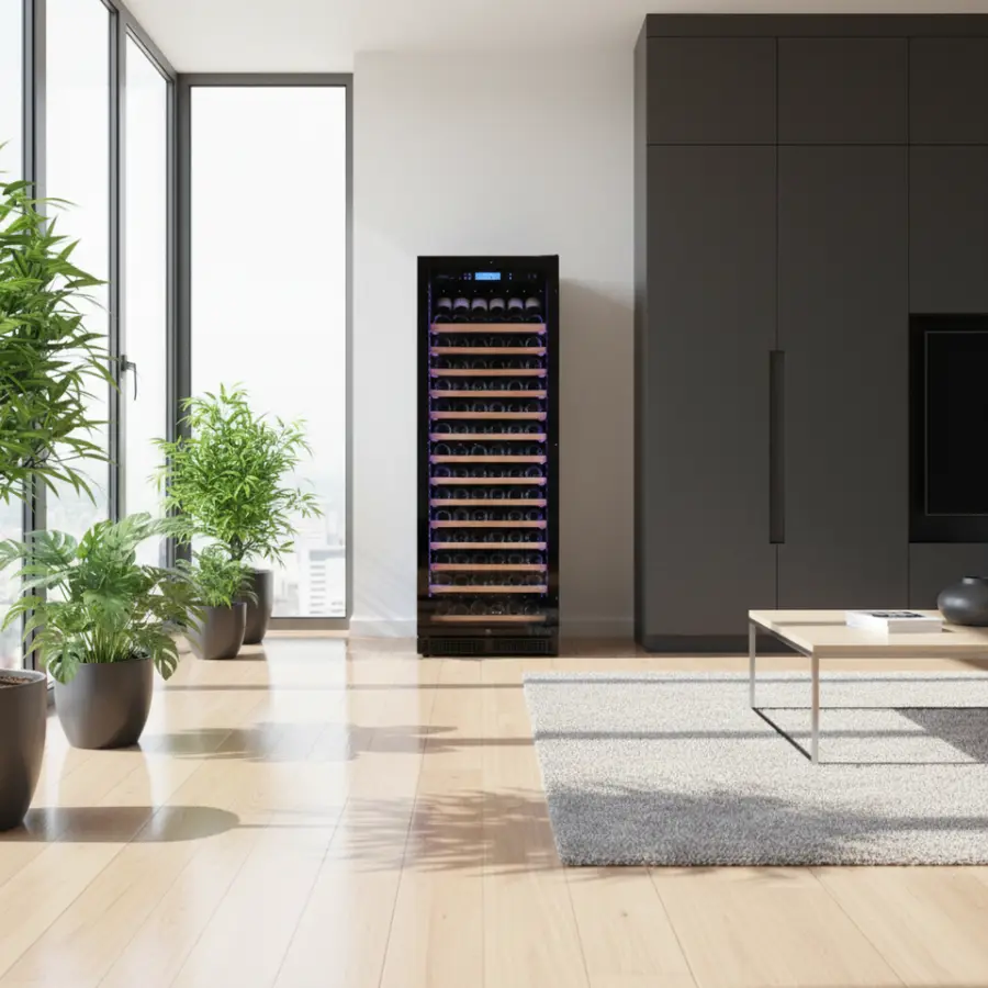 Modern Large Cooling Refrigerated 168 Bottle 430L Single Zone Wine Bar Cabinet Wine Fridge Refrigerator — view 2