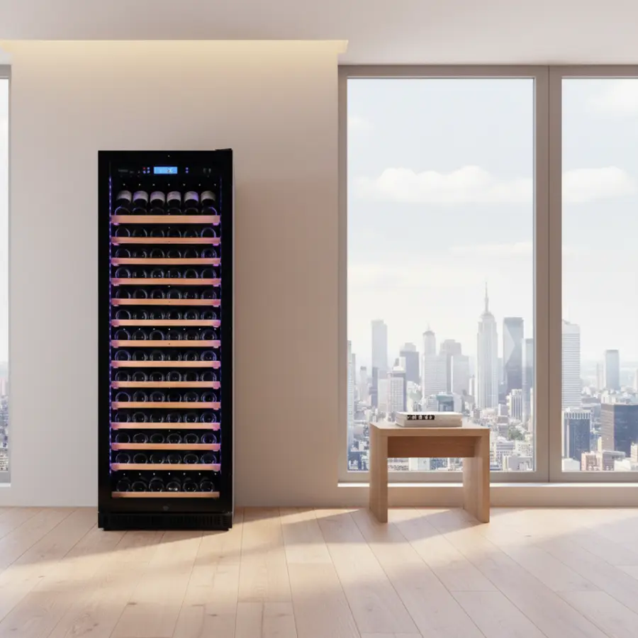 Modern Large Cooling Refrigerated 168 Bottle 430L Single Zone Wine Bar Cabinet Wine Fridge Refrigerator — view 3